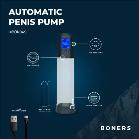 Boners Smart Vacuum Pump LCD - Precision Intimate Trainer, Black