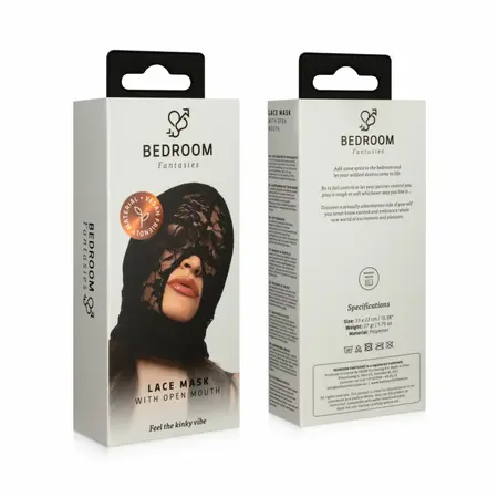 Bedroom Fantasies Lace Mask with Mouth Opening Black Elegant Design