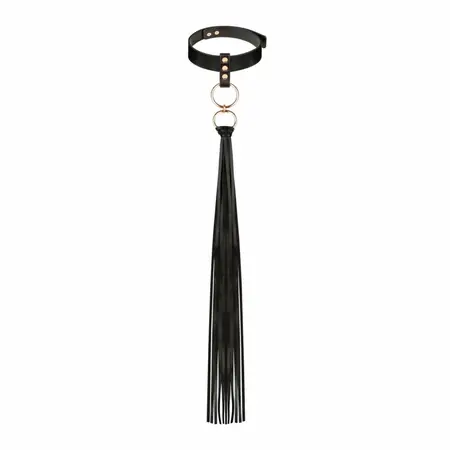 Rosy Gold Collar & Flogger Set Black - Elegant Adjustable Accessory
