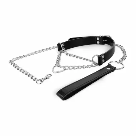 Bedroom Fantasies Silver Collar & Chain Set with Heart Accent