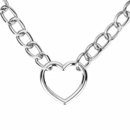 Bedroom Fantasies Silver Collar & Chain Set with Heart Accent