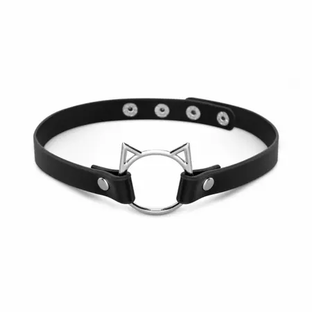 Bedroom Fantasies Kitty Choker Black Faux Leather Adjustable Collar
