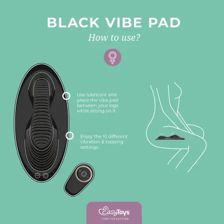Vibe Pad Double Vibration Remote Control System Black Silicone