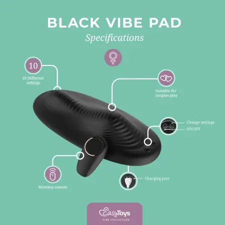 Vibe Pad Double Vibration Remote Control System Black Silicone
