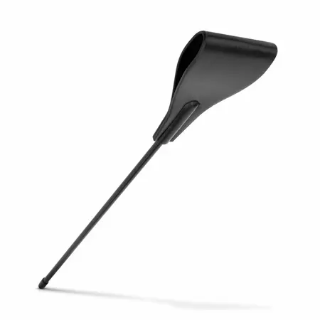 Ouch! Black Whip 42.5 cm - Faux Leather Handle & Wide Tip Impact Tool