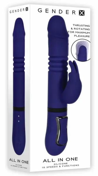 Evolved All in One Rabbit Multi-Function Vibrator Royal Blue Rechargeable