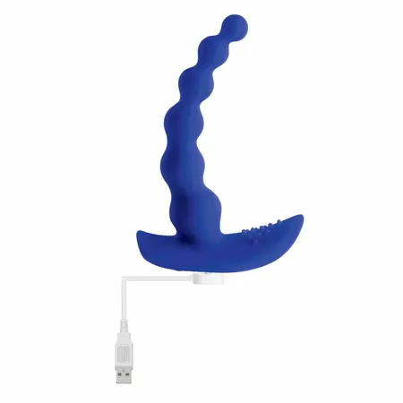 Beaded Pleasure силиконов вибратор с топчета, син, 10 скорости, USB