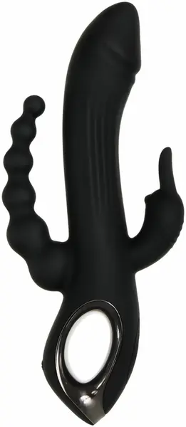 Evolved Trifecta Multi-Motor Silicone Vibrator Black Waterproof