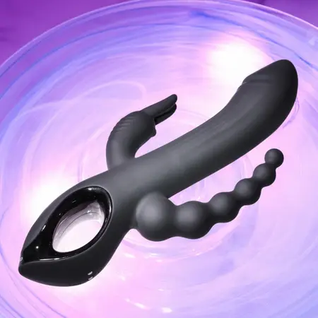 Evolved Trifecta Multi-Motor Silicone Vibrator Black Waterproof