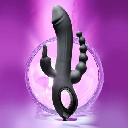 Evolved Trifecta Multi-Motor Silicone Vibrator Black Waterproof