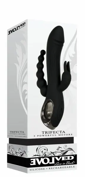 Evolved Trifecta Multi-Motor Silicone Vibrator Black Waterproof