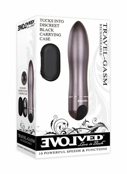Evolved Travel Gasm Compact Bullet Vibrator Black Waterproof USB