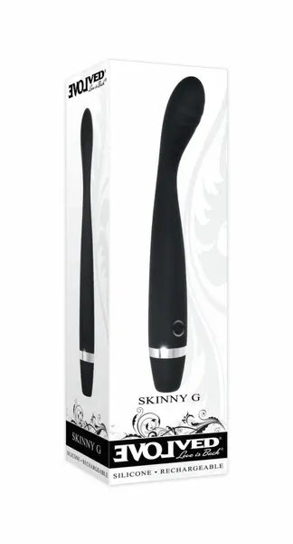 Evolved Skinny Curved Silicone Vibrator Black - 10 Modes, Waterproof