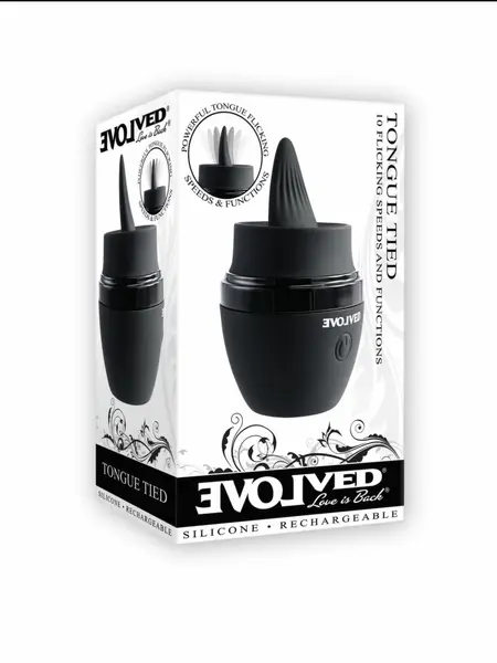 Evolved Tongue Tied Intimate Massager Black - 10 Vibration Modes, Waterproof