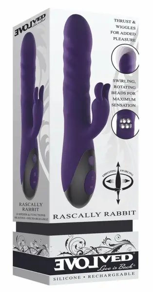 Evolved Rascally Rabbit Intimate Device Purple, Dual Motor, Waterproof