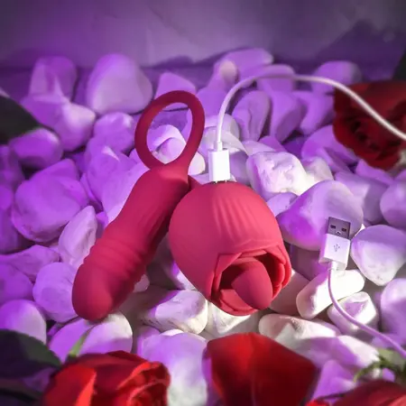 Evolved Wild Rose Intimate Tongue System Red, Dual Motor, USB Rechargeable