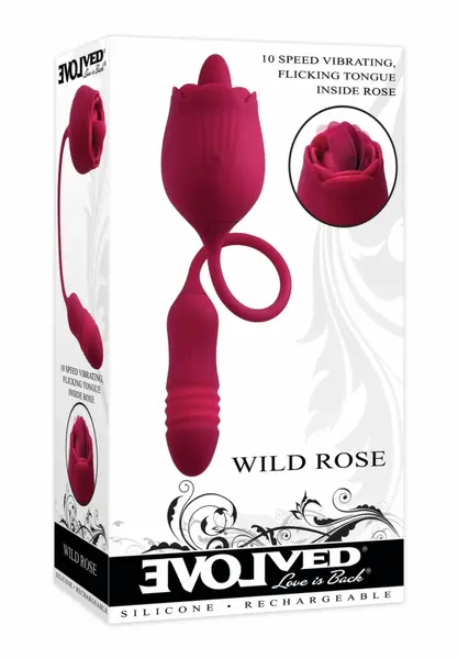 Evolved Wild Rose Intimate Tongue System Red, Dual Motor, USB Rechargeable