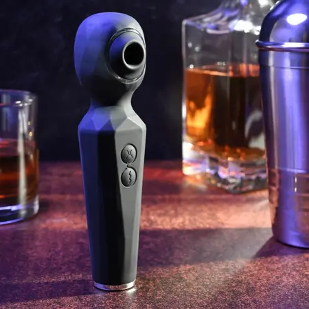 Evolved Rainbow Sucker Wand Multi-Function Stimulator Black