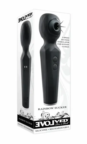 Evolved Rainbow Sucker Wand Multi-Function Stimulator Black