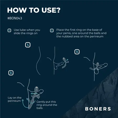 Boners Triple Ring Blue - Silicone Intimate System, USB Rechargeable