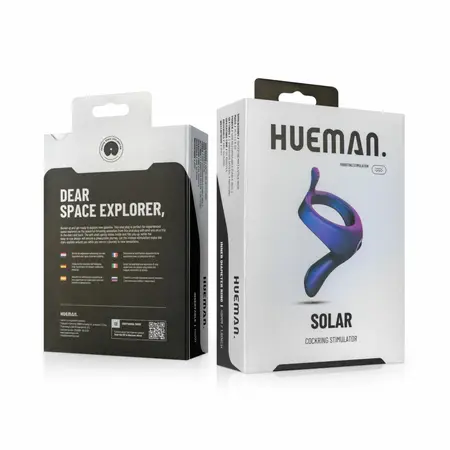 Hueman вибриращ силиконов пръстен за пенис, син, 10 режима, акумулаторен