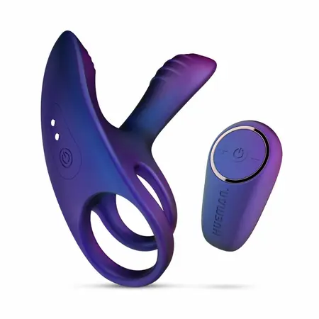 Hueman Vibrating Silicone Ring with Remote Control - 10 Modes, Blue