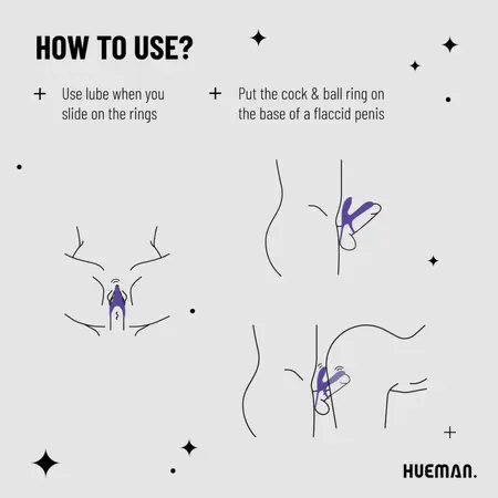 Hueman Vibrating Silicone Ring with Remote Control - 10 Modes, Blue