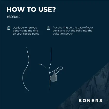 Boners Blue Stimulating Silicone Ring & Pouch 10-Mode Waterproof System
