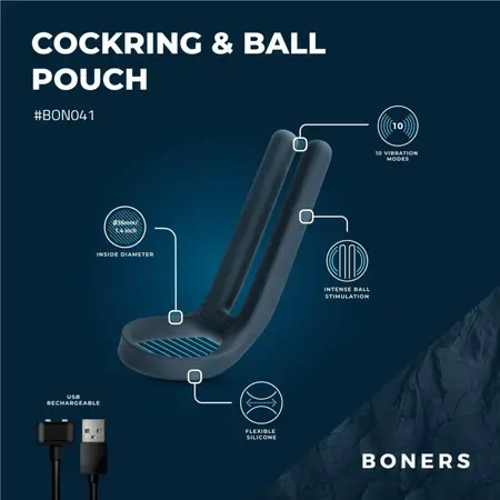 Boners Blue Silicone Stimulation Ring with 10-Mode Vibration System