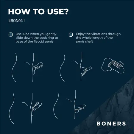 Boners Blue Silicone Stimulation Ring with 10-Mode Vibration System