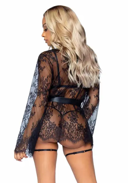 Leg Avenue All Romance Body & Jacket Set Black - Elegant Lace Ensemble