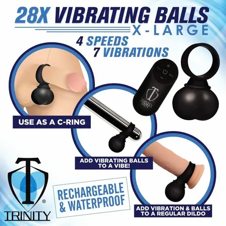 Trinity Vibes Vibrating Silicone Balls X-Large, Remote Control, Waterproof