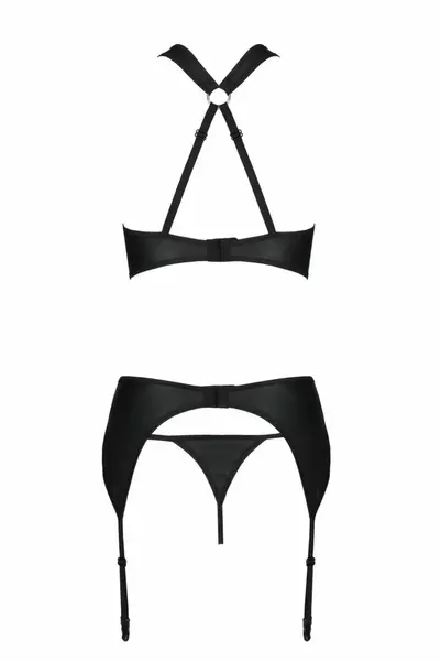 Me Seduce Hima Lingerie Set Black - Bra, Thong & Suspender Belt