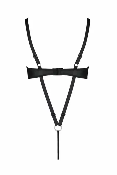 Cottelli Collection Celine Bodysuit Black - Faux Leather, Adjustable Straps