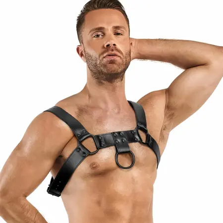 Bruno Adjustable Faux Leather Harness Black 24-32 cm