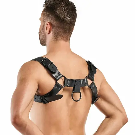 Bruno Adjustable Faux Leather Harness Black 24-32 cm