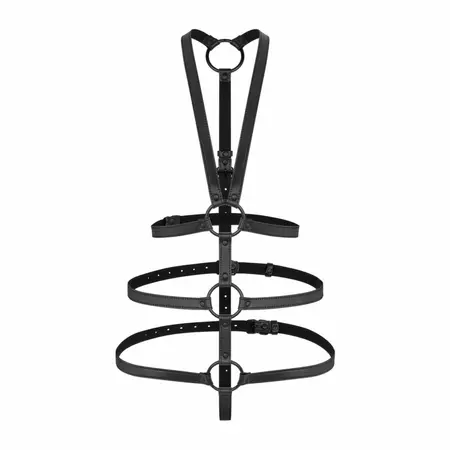 Bedroom Fantasies Vera Adjustable Faux Leather Body Harness Black - Custom Fit Design