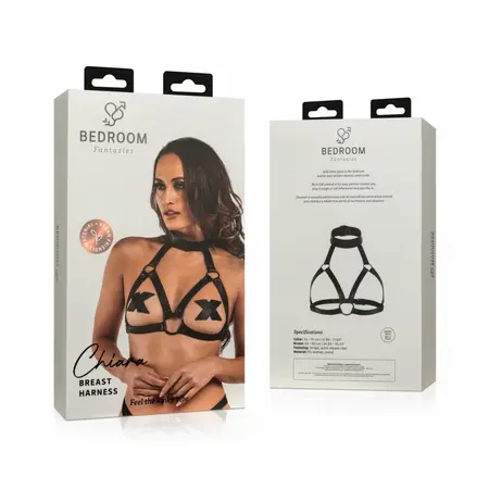 Chiara Adjustable Bondage Harness Black Faux Leather 63-90 cm