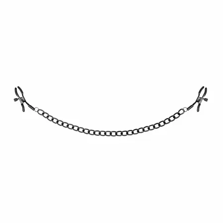 EasyToys Adjustable Nipple Clamps Black with Metal Chain System