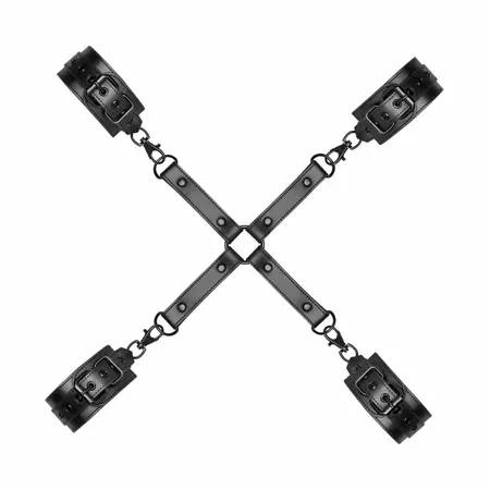 Ouch! Adjustable Faux Leather Hogtie Restraint Set, Black, Universal Size