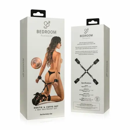 Ouch! Adjustable Faux Leather Hogtie Restraint Set, Black, Universal Size