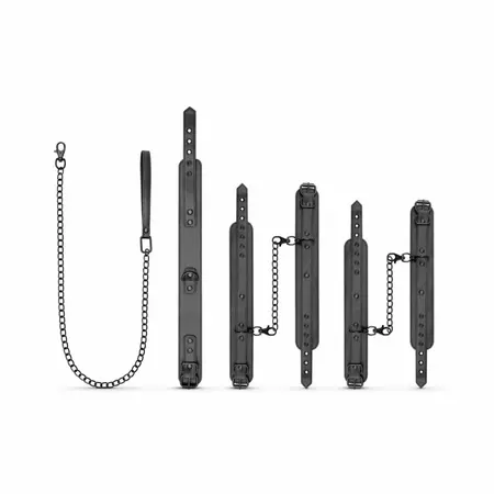 EasyToys Total Restraint Set Black - Adjustable Synthetic Leather Kit