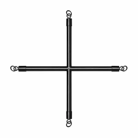EasyToys Adjustable Restraint Cross Bar with Synthetic Leather Cuffs Black
