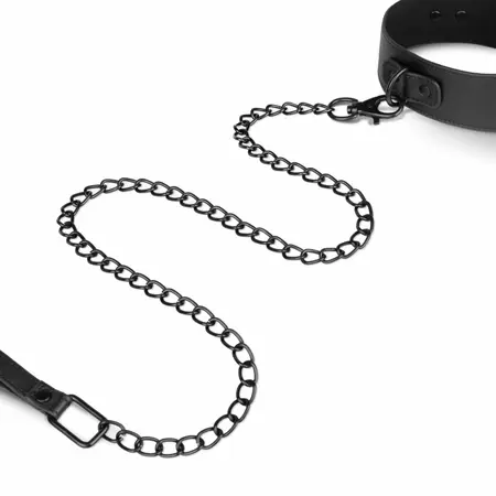 EasyToys Faux Leather Adjustable Collar with Metal Chain Leash 47cm