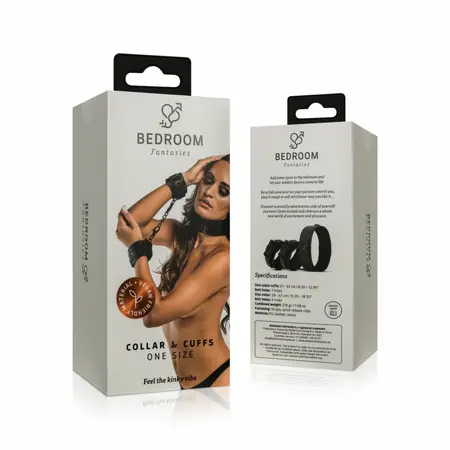 EasyToys Adjustable Faux Leather Collar & Wrist Restraints Set Black