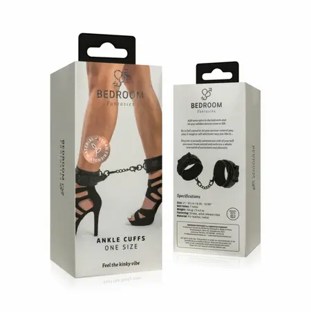 Ouch! Faux Leather Adjustable Ankle Cuffs Black 21-33 cm