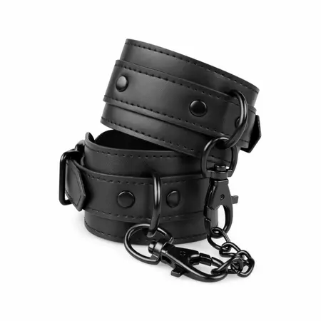 Ouch! Faux Leather Adjustable Ankle Cuffs Black 21-33 cm