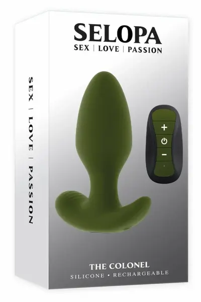 SELOPA THE COLONEL Vibrating Plug Silicone Remote Control Black 10.2cm