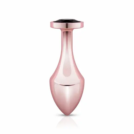 Rosy Gold Nouveau Geometric Anal Plug with Black Crystal Accent