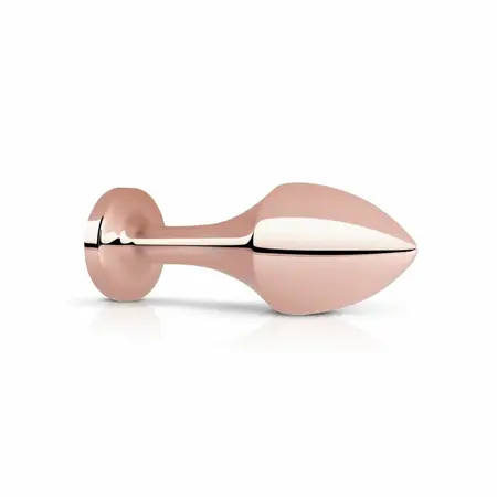 Rosy Gold Nouveau Geometric Anal Plug with Black Crystal Accent